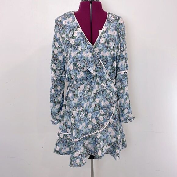 En Saison Floral Ruffle Mini Wrap Dress Cocktail Dress - Picture 2 of 13